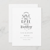 Eenvoudig zwart-wit Opslaan Datum Aankondigingskaart (Voorkant / Achterkant)