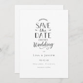 Eenvoudig zwart-wit Opslaan Datum Save The Date (Voorkant / Achterkant)