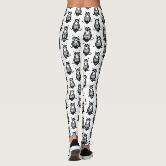 Eenvoudig zwart-wit ovendpatroon leggings (Achterkant)