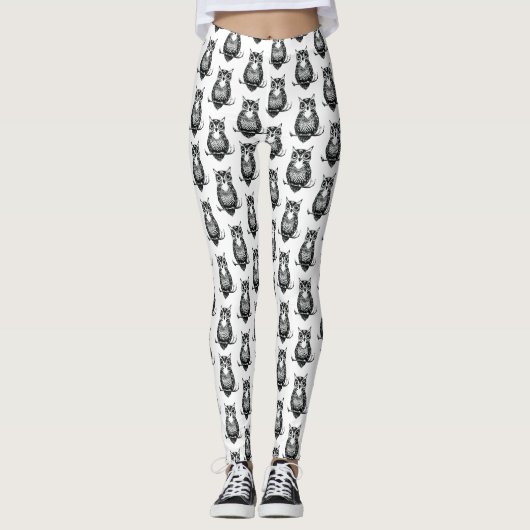 Eenvoudig zwart-wit ovendpatroon leggings (Voorkant)