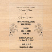 Eenvoudig zwart-wit overlay fotohuwelijk acryl uitnodigingen (Voorkant)