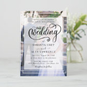 Eenvoudig zwart-wit overlay fotohuwelijk kaart (Staand voorkant)