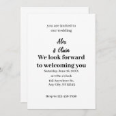 Eenvoudig zwart-wit overlay fotohuwelijk kaart (Voorkant / Achterkant)