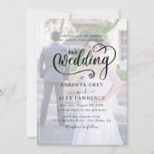 Eenvoudig zwart-wit overlay fotohuwelijk kaart (Voorkant)