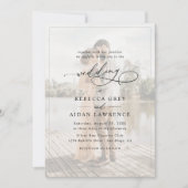 Eenvoudig zwart-wit overlay fotohuwelijk kaart (Voorkant)