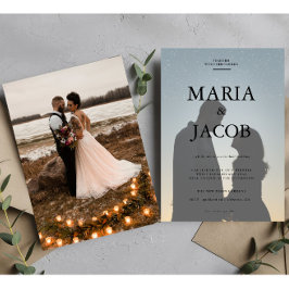 Eenvoudig zwart-wit overlay fotohuwelijk kaart