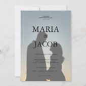 Eenvoudig zwart-wit overlay fotohuwelijk kaart (Voorkant)