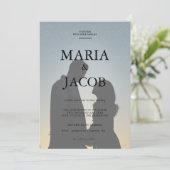 Eenvoudig zwart-wit overlay fotohuwelijk kaart (Staand voorkant)