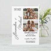 Eenvoudig zwart-wit overlay fotohuwelijk kaart (Staand voorkant)