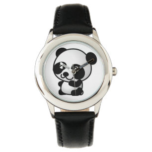 Eenvoudig zwart-wit Panda horloge