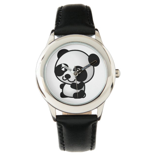 Eenvoudig zwart-wit Panda horloge (Voorkant)
