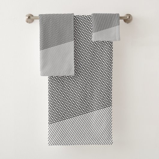 Eenvoudig zwart-wit patroon Abstract modern Bad Handdoek (Insitu)