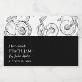 Eenvoudig zwart & wit perzik jam label voedselcontainer etiket (Enkel label)