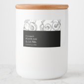 Eenvoudig zwart & wit perzik jam label voedselcontainer etiket (Voorkant)