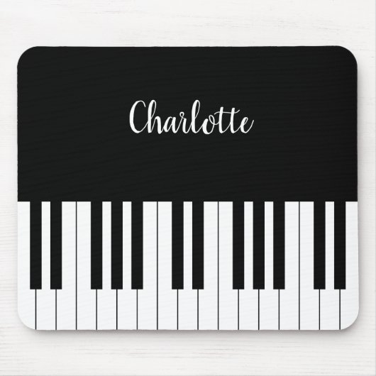 Eenvoudig zwart-wit piano-toetsenbord muismat (Voorkant)