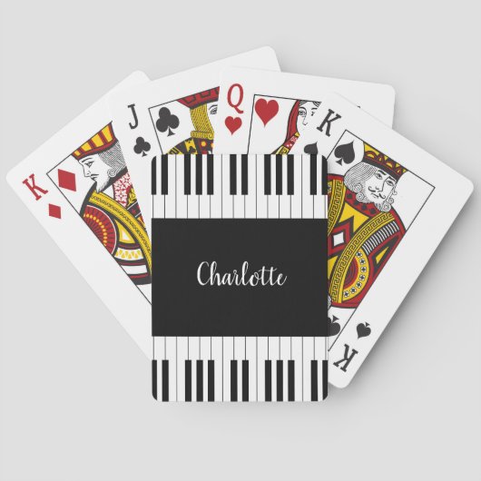Eenvoudig zwart-wit piano-toetsenbord pokerkaarten (Achterkant)
