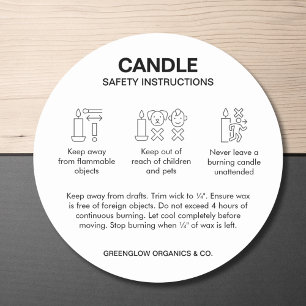 Eenvoudig zwart-wit pictogrammen kaars veiligheids ronde sticker