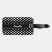 Eenvoudig zwart-wit Polka Dots Naam Script Bagagelabel (Achterkant horizontaal)
