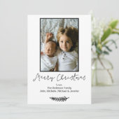 Eenvoudig zwart-wit, prettig kerstfeest, 5x7 feestdagenkaart (Staand voorkant)