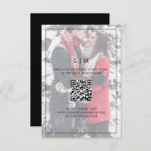 Eenvoudig zwart-wit QR-code voor foto's RSVP Kaartje (Voorkant / Achterkant)