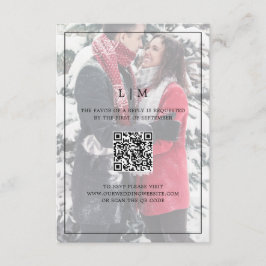 Eenvoudig zwart-wit QR-code voor foto's RSVP Kaartje