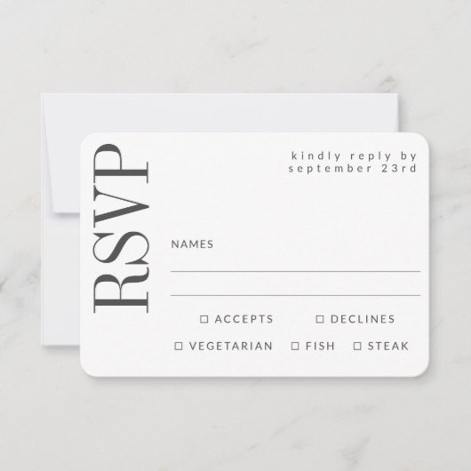 Eenvoudig zwart-wit QR-code Website Keuze uit maal RSVP Kaartje (Voorkant)