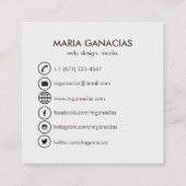 Eenvoudig zwart-wit QR-Visitekaartje Vierkante Visitekaartje (Achterkant)