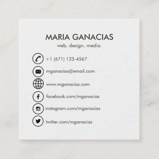 Eenvoudig zwart-wit QR-Visitekaartje Vierkante Visitekaartje (Achterkant)