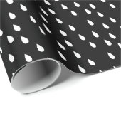 Eenvoudig zwart-wit Raindrops-patroon Cadeaupapier (Rol Hoek)