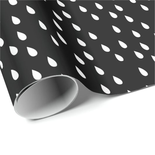 Eenvoudig zwart-wit Raindrops-patroon Cadeaupapier (Rol Hoek)