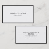 Eenvoudig zwart-wit rand minimalistisch modern visitekaartje (Voorkant / Achterkant)