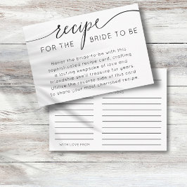 Eenvoudig zwart-wit recept voor de bruid te zijn informatiekaartje