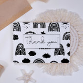 Eenvoudig zwart-wit regenboogBaby shower Bedankkaart