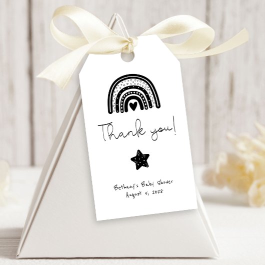 Eenvoudig zwart-wit regenboogBaby shower Cadeaulabel