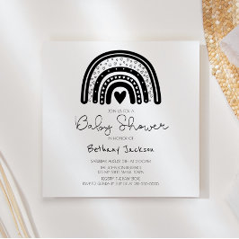 Eenvoudig zwart-wit regenboogBaby shower Kaart