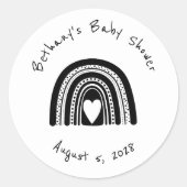 Eenvoudig zwart-wit regenboogBaby shower Ronde Sticker (Voorkant)