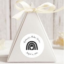 Eenvoudig zwart-wit regenboogBaby shower Ronde Sticker