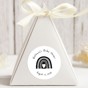 Eenvoudig zwart-wit regenboogBaby shower Ronde Sticker