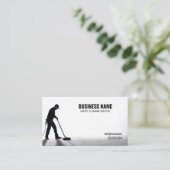 Eenvoudig zwart-wit reinigingstapijt silhouet visitekaartje (Staand voorkant)