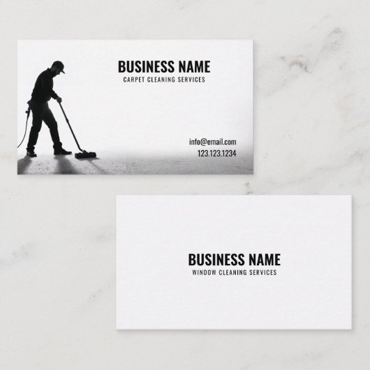 Eenvoudig zwart-wit reinigingstapijt silhouet visitekaartje (Voorkant / Achterkant)