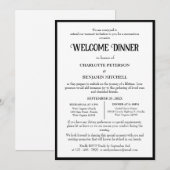 Eenvoudig Zwart & Wit Repetitie Welkomstdiner Kaart (Voorkant / Achterkant)