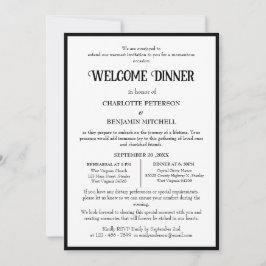 Eenvoudig Zwart & Wit Repetitie Welkomstdiner Kaart