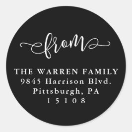 Eenvoudig zwart-wit retouradres ronde sticker