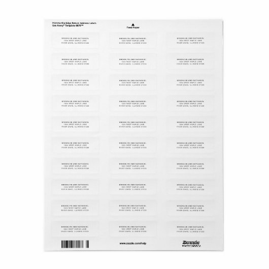Eenvoudig zwart-wit retouradreslabel etiket (Full Sheet)