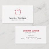 Eenvoudig, zwart-wit, rode Apple-leraar Visitekaartje (Voorkant / Achterkant)