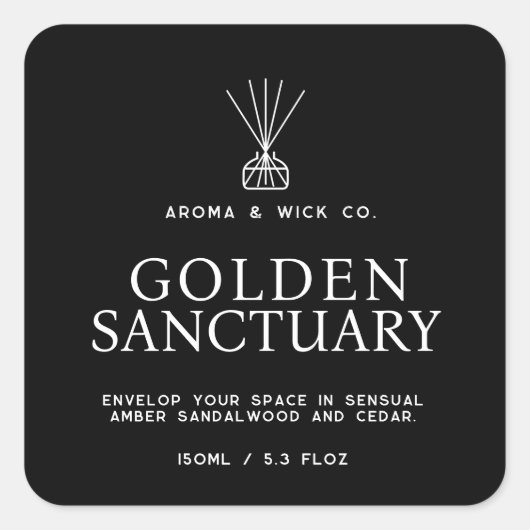 Eenvoudig zwart wit rood diffuser label (Voorkant)