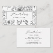 Eenvoudig zwart-wit Roos - Floral Design Professio Visitekaartje (Voorkant / Achterkant)
