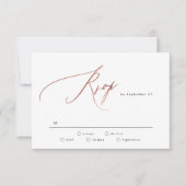 Eenvoudig zwart wit Roos Gold Calligraphy Weddensc RSVP Kaartje (Voorkant)