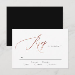 Eenvoudig zwart wit Roos Gold Calligraphy Weddensc RSVP Kaartje
