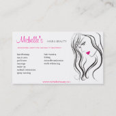 Eenvoudig Zwart Wit Roze Haarstijl Modern Visitekaartje (Voorkant)